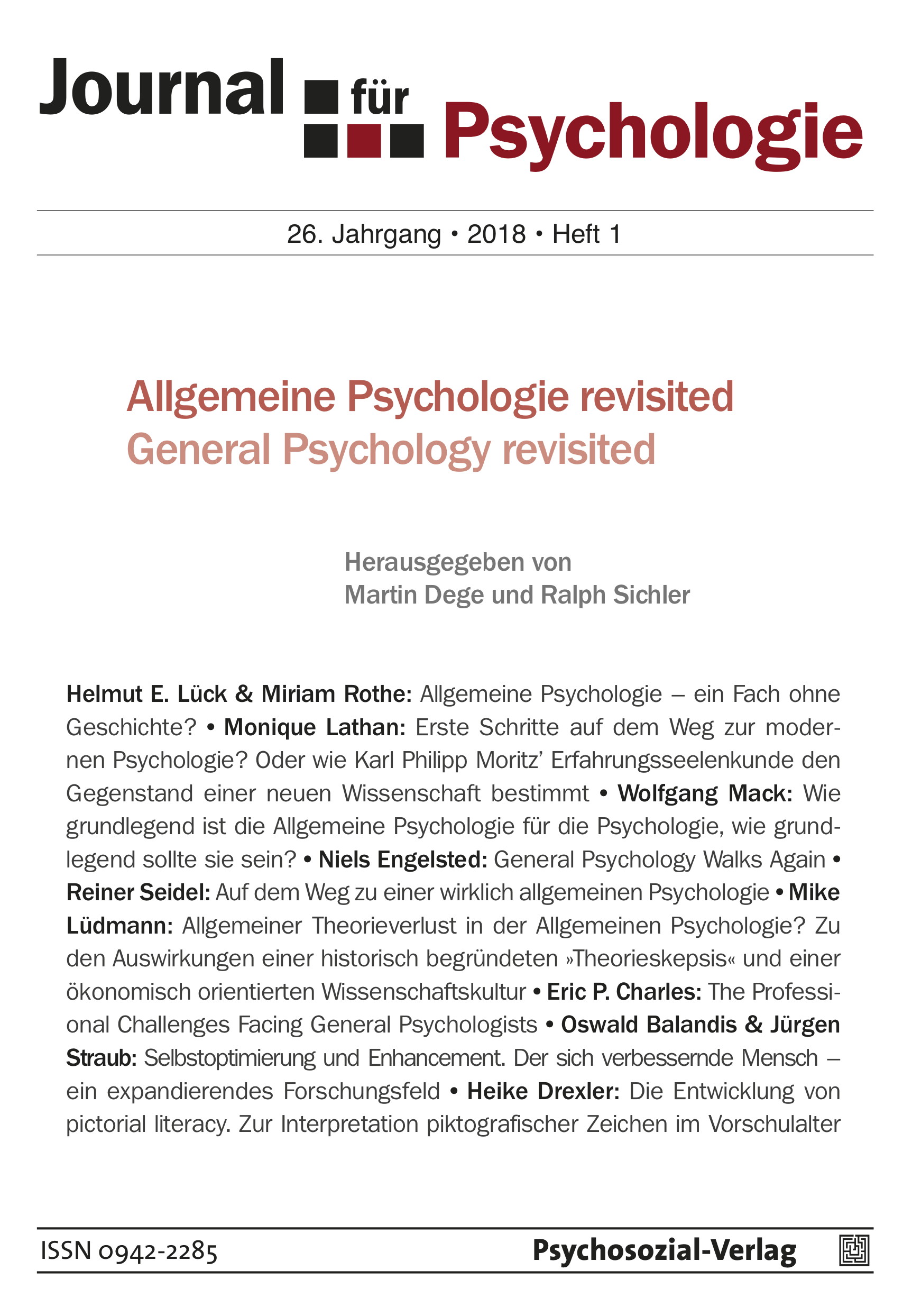 					Ansehen Bd. 26 Nr. 1 (2018): Allgemeine Psychologie revisited
				