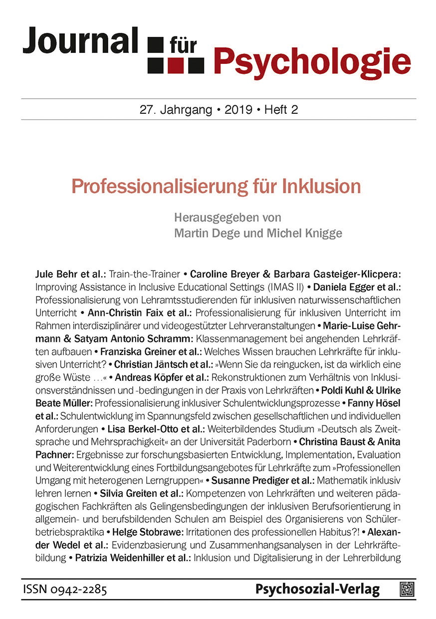 					Ansehen Bd. 27 Nr. 2 (2019): Professionalisierung für Inklusion
				
